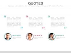 Three business peoples communication quotes powerpoint slides