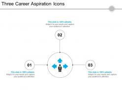 Three career aspiration icons 3 powerpoint slide template