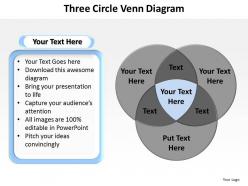 Three circle venn diagram to educate children and show overlap powerpoint diagram templates graphics 712