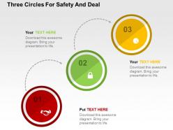 Three circles for safety and deal flat powerpoint design