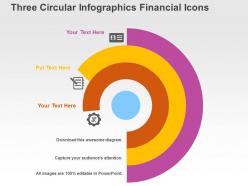 Three circular infographics financial icons flat powerpoint design