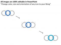 Three circular rings for business process indication powerpoint template slide