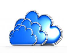 Three cloud with blue color and glossy finish stock photo