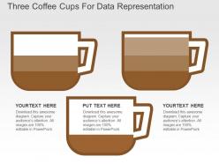 Three coffee cups for data representation flat powerpoint design