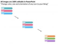 Three colored arrows report process control growth analysis flat powerpoint design