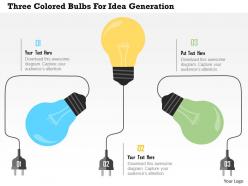 Three colored bulbs for idea generation flat powerpoint design