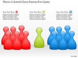 Three colored chess pawns for game powerpoint templates