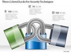 Three colored locks for security techniques ppt slides