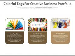 Three Colorful Tags For Creative Business Portfolio Flat Powerpoint Design