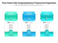 Three Column Table Comparing Business Proposal From Organization