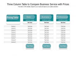 Three column table to compare business service with prices