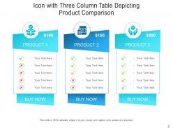 Three Column Table With Icon Product Comparison Software Marketing Subscription Advertising