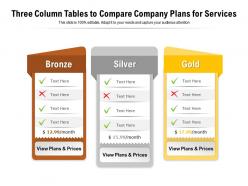 Three column tables to compare company plans for services