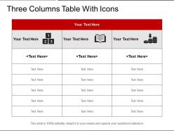 Three columns table with icons