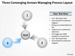 Three converging arrows managing process layout cycle network powerpoint slides
