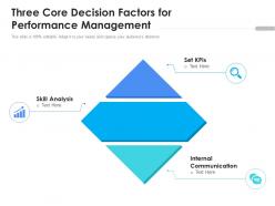 Three core decision factors for performance management