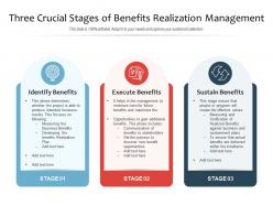 Three crucial stages of benefits realization management
