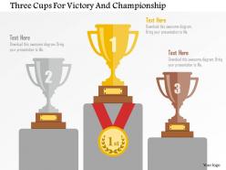 Three cups for victory and championship flat powerpoint design