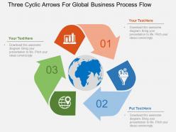 Three cyclic arrows for global business process flow flat powerpoint design