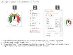 Three dashboard meters with low medium and high mode powerpoint slides