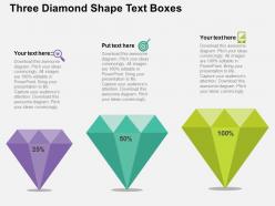 Three diamond shape text boxes flat powerpoint design