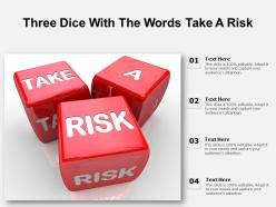 Three dice with the words take a risk