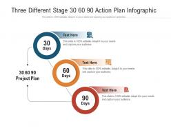 Three different stage 30 60 90 action plan infographic template