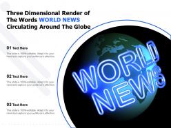 Three dimensional render of the words world news circulating around the globe
