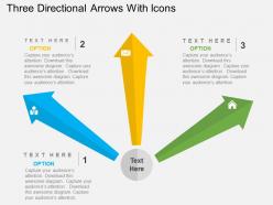 Three directional arrows with icons flat powerpoint design