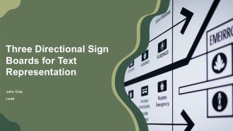 Three Directional Sign Boards For Text Representation PPT Demonstration AT
