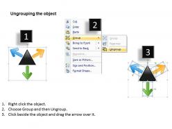 Three diverging arrows pointing direction circular flow process powerpoint templates