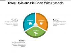 Three divisions pie chart with symbols