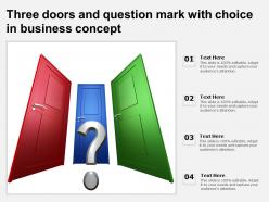 Three doors and question mark with choice in business concept