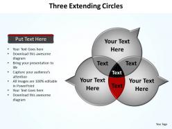 Three extending circles shown as venn diagrams with pointers powerpoint diagram templates graphics 712