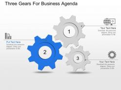 Three gears for business agenda powerpoint template slide