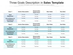 Three goals description in sales template