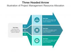 Three headed arrow illustration of project management resource allocation infographic template