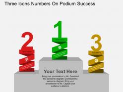 Three icons numbers on podium success flat powerpoint design