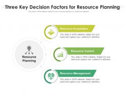 Three key decision factors for resource planning