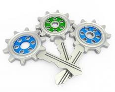 Three keys with gear design stock photo