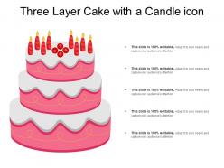 Three layer cake with a candle icon