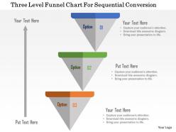 Three level funnel chart for sequential conversion flat powerpoint design
