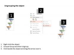 Three level funnel chart for sequential conversion flat powerpoint design