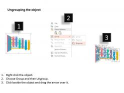 Three level six colored tags for data and process representation flat powerpoint design