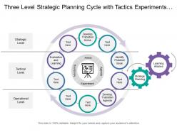 Three level strategic planning cycle with tactics experiments and monitoring