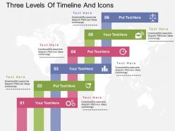 Three levels of timelines and icons ppt presentation slides