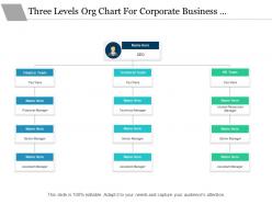 Three levels org chart for corporate business functions