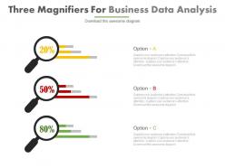 Three magnifiers for business data analysis powerpoint slides