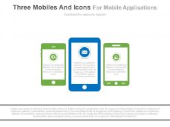 Three Mobiles And Icons For Mobile Applications Powerpoint Slides