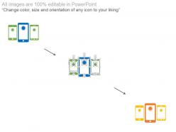 Three mobiles and icons for mobile applications powerpoint slides